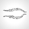 Swimming Sport Silhouette. Swimmers Vector Illustration Eps10