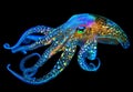 Swimming Squid Characterized by Translucent Tentacles and Spots Set Against Black Royalty Free Stock Photo