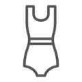 Swimming suit line icon, clothing and beach, bathing suit sign, vector graphics, a linear pattern on a white background.