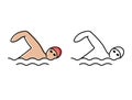 swimming. swimmer swims breaststroke. vector icons in flat style