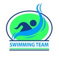 Swimming team logo with a green background