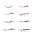 Swimming technique: on the back, breaststroke, crawl, butterfly Royalty Free Stock Photo
