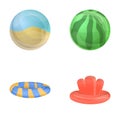 Swimming toy icons set cartoon . Inflatable equipment