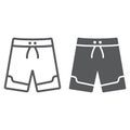 Swimming trunks line and glyph icon, summer and beach, beach trunks sign vector graphics, a linear icon on a white