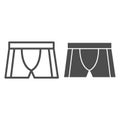 Swimming trunks line and solid icon, Summer concept, Man beach shorts sign on white background, pants icon in outline Royalty Free Stock Photo