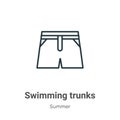 Swimming trunks outline vector icon. Thin line black swimming trunks icon, flat vector simple element illustration from editable Royalty Free Stock Photo