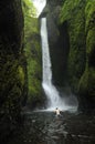 Swimming under Oneonta Falls Royalty Free Stock Photo