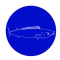 A swimming wahoo outline in a blue circle design Royalty Free Stock Photo