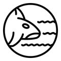 Swimming whale killer icon, outline style