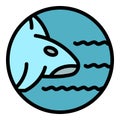 Swimming whale killer icon vector flat