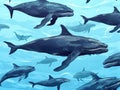 Swimming whale seamless pattern  Made With Generative AI illustration Royalty Free Stock Photo