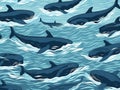 Swimming whale seamless pattern  Made With Generative AI illustration Royalty Free Stock Photo