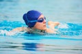 Swimming woman in pool