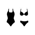 Swimsuit icon, logo isolated on white. Swimsuit icon, vector summer swimwear silhouette isolated, beauty female fashion