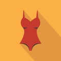 Swimsuit icon. vector flat symbol on warm orange background
