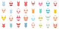 Swimsuit icons set flat vector isolated Royalty Free Stock Photo