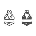 Swimsuit line and solid icon, Summer concept, bathing suit sign on white background, female swimming suit icon in