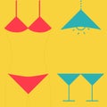 Swimsuit martini glasses and lamp. Inverted icon Royalty Free Stock Photo