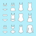 Swimsuit models for women, isolated vector set