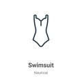 Swimsuit outline vector icon. Thin line black swimsuit icon, flat vector simple element illustration from editable nautical