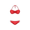 Swimsuit. Red swimsuit. Separate women s swimsuit. Bathing clothes. Women s clothing for sports and beach holidays