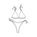 The swimsuit is separate. Beach set for summer trips. Vacation accessories for sea vacations. Line art