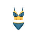 Swimsuit. A separate swimsuit is blue and yellow. Colored bathing suits. Clothes for a beach holiday. Women s clothing