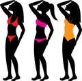 Swimsuit Silhouettes 1 Royalty Free Stock Photo