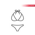 Swimsuit top and bikini thin line vector icon.