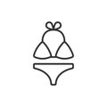Swimsuits line design. Swimwear, Bikini, Swimmer, Sunbathing, Tropical, Women, Beachwear icon vector illustration