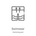 swimwear icon vector from swimming pool collection. Thin line swimwear outline icon vector illustration. Linear symbol for use on