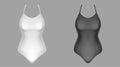 Swimwear mockup, black and white bathing clothes