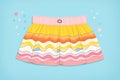 swimwear with skirt portion on a pastel backdrop Royalty Free Stock Photo