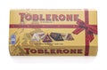 SWINDON UK - DECEMBER 26 2020: Toblerone gift pack with Milk White fruit and Nut and Dark Milk chocolate bars on white Royalty Free Stock Photo