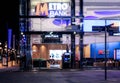 Metro bank front in the Parade in Swindon Town centre by night