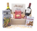 Regency Hamper with Wine shortbread and Thorntons chocolates on a white background Royalty Free Stock Photo