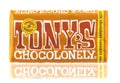 Bar of Tonys chcoconely chocolate on a white isolated background Royalty Free Stock Photo