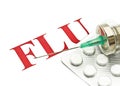 Swine FLU H1N1 - Closeup of pills and syringe Royalty Free Stock Photo