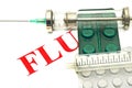 Swine FLU H1N1 disease alert - pills and syringe Royalty Free Stock Photo