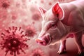 Swine and influenza virus. A new H1N1 swine flu virus could infect humans and cause another global pandemic Royalty Free Stock Photo