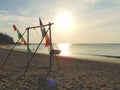 swing on the aceh beach at sunset time Royalty Free Stock Photo