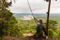 Dangerous swing in the amazonian jungle, South America