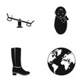 Swing, baby and other web icon in black style. boot, planet Earth icons in set collection.