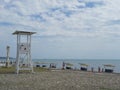 Swing on the beach, people resting on the sea coast, Sochi, Russia