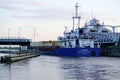 Swing Bridge and cargo ship. Royalty Free Stock Photo