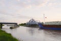 Swing Bridge and ship. Royalty Free Stock Photo