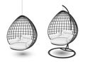 Swing chair with pillow hanged and on rack set realistic vector illustration.