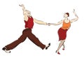 Swing dancing couple. Lindy Hop dancers swinging Royalty Free Stock Photo