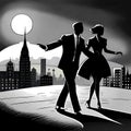 Swing dansers in the moonlight