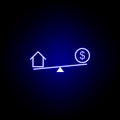 swing house dollar icon in neon style. Element of finance illustration. Signs and symbols icon can be used for web, logo, mobile